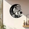 1pc Butterfly Moon Metal Wall Art Black Floral Crescent Sculpture Home Decor 15.75x14.88 Inch Housewarming Wedding Anniversary Christmas Gift