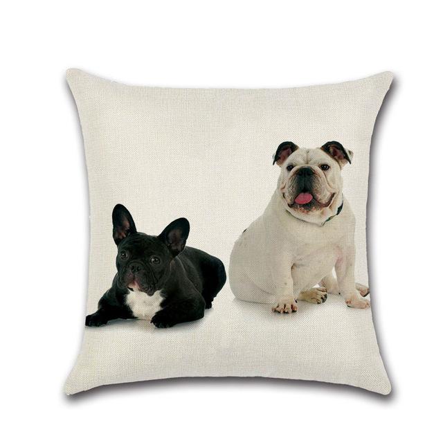 Cartoon Printed Pillow Case Cotton Linen Franch Bulldog Pillowcase Decorative Pillowcases Cover For Car Home