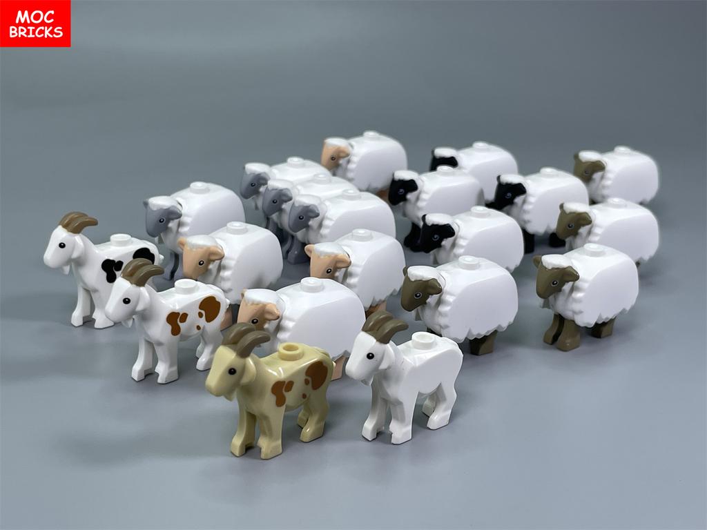 MOC Bricks Cute Sheep Goat Shed Sheepfold Animal DIY Farm Grassland View Building Blocks Accessories Children's Toys Gifts