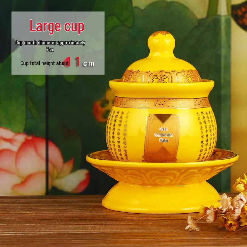 Keramische Opferbecher für Buddha, Guanyin und den Gott des Reichtums - Klein, Perfekt für Weihwasser und zum Anziehen von Reichtum.