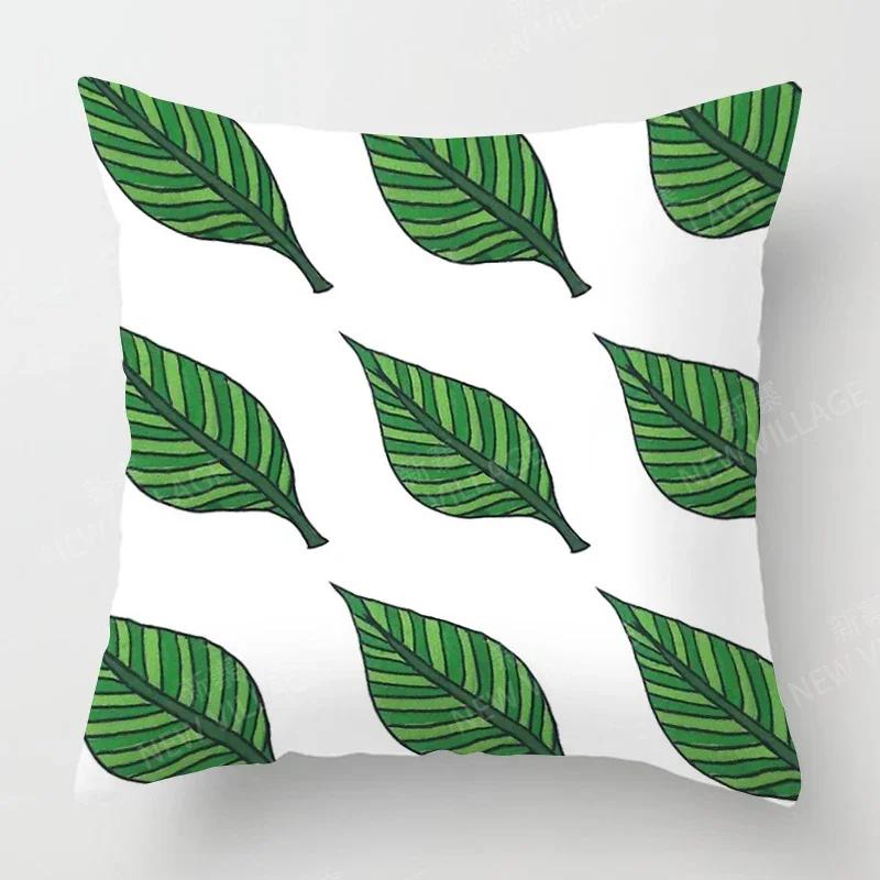 Nordic Fall Home Decor Autumn Throw Pillow Case Sofa Cushion Cover Modern 45x45cm 50x50 60x60cm 40*40cm Leaf Plant Green