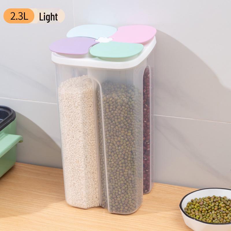 Large Capacity Airtight Kitchen Grain Storage Box - Transparent Divided Keeper