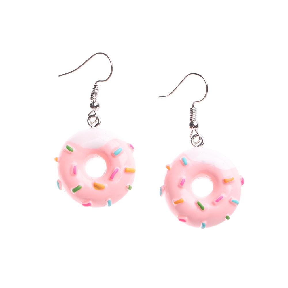 For Sweet Milk Bubble Wholesale Gift Cartoon Donuts Cute Personality Fashion Lovely Food Jewelry Earrings Girl