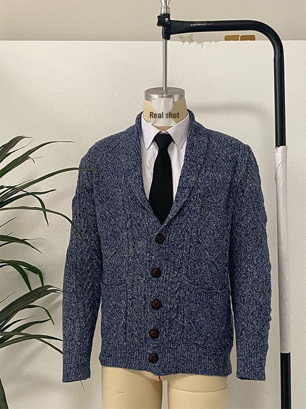 Men's Korean Style Knit Cardigan - Long Sleeve, Autumn Casual, Solid Color Sweater