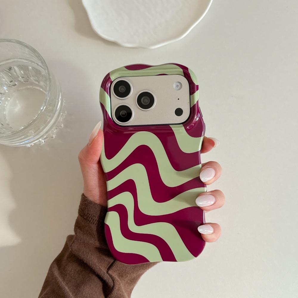 

Luxury Water Ripple Double Color Contrast Case for iPhone 17 16 15 Pro Max Air 14 13 Glossy Wave Border Shockproof Slim Cover iPhone 13