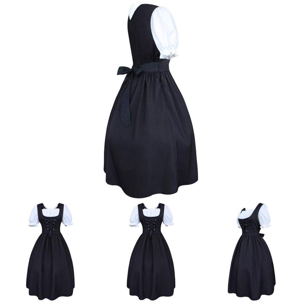 Medieval Revival Costume Gown With Polyester And Nylon Fabric For Cosplay And Costume Parties