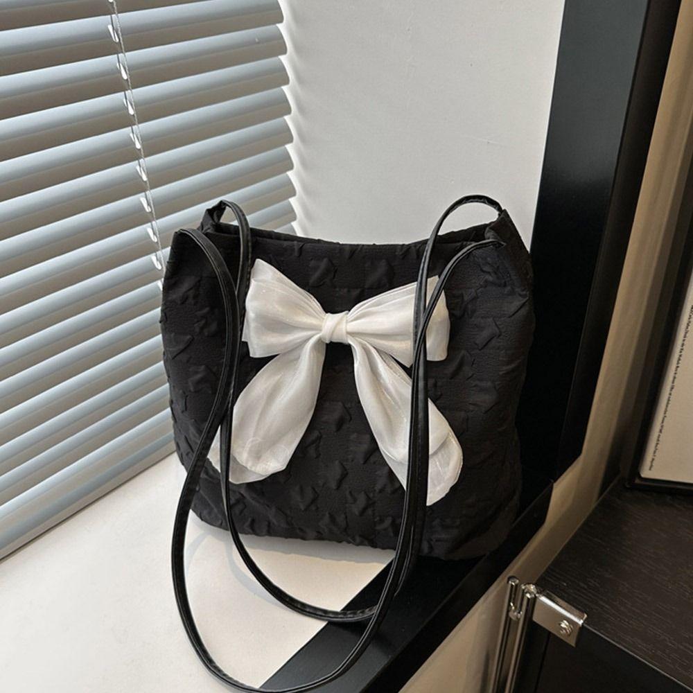 Large Capacity Bow Handbag Creativity Reusable Korean Style Shoulder Bags Canvas Bag Shopping Bag Casual Tote Bags