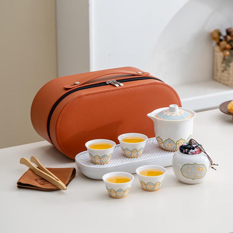 TLAKEHO Portable Ceramic Tea Set
