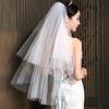 Elegant Short Simple Two Layer White Ivory With Comb Bridal Veil Women's Tulle Wedding Veil