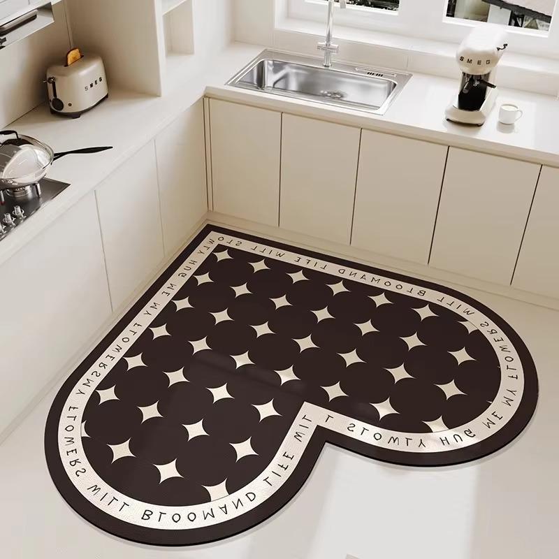 Heart Mat 1PCS Diatom Mud Kitchen Water Absorption Oil Absorption Dirt Resistant Door Non-slip Living Room Entrance Floor Mat
