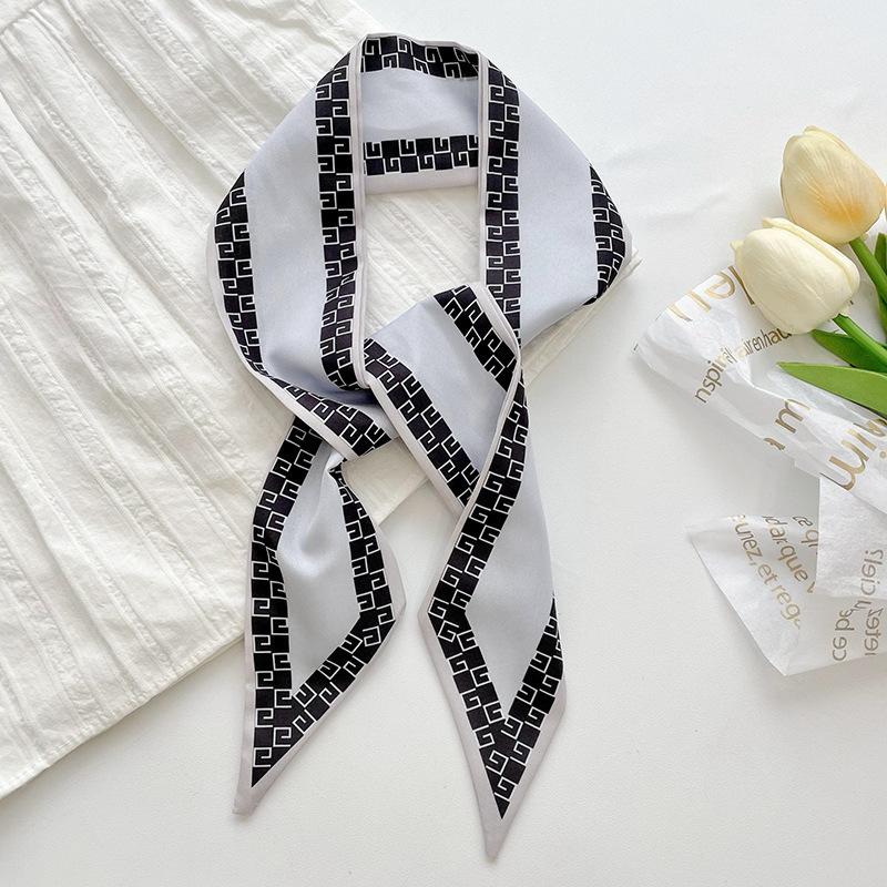 Long silk scarf, high-end new versatile hair tie streamer, atmosphere ribbon, spring and summer decorative scarf, tied bag streamer
