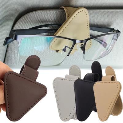Car Sun Visor Glasses Holder Universal Magnetic Flip Sunglasses Card Holder Fastener Interior Organizer Leather Ticket Holder