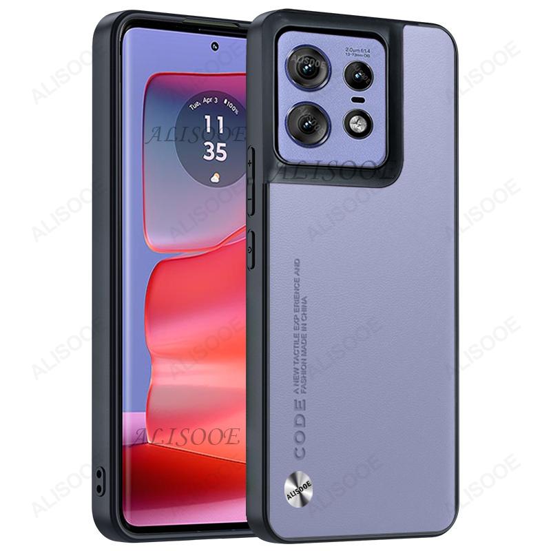 

Shockproof Funda for Motorola Edge 50 Pro G14 G54 G84 Case Fiber Texture PU-Leather Cover for Moto Edge 50 Pro 40 Neo G24 Capa for Motorola G84 светло-фиолетовый