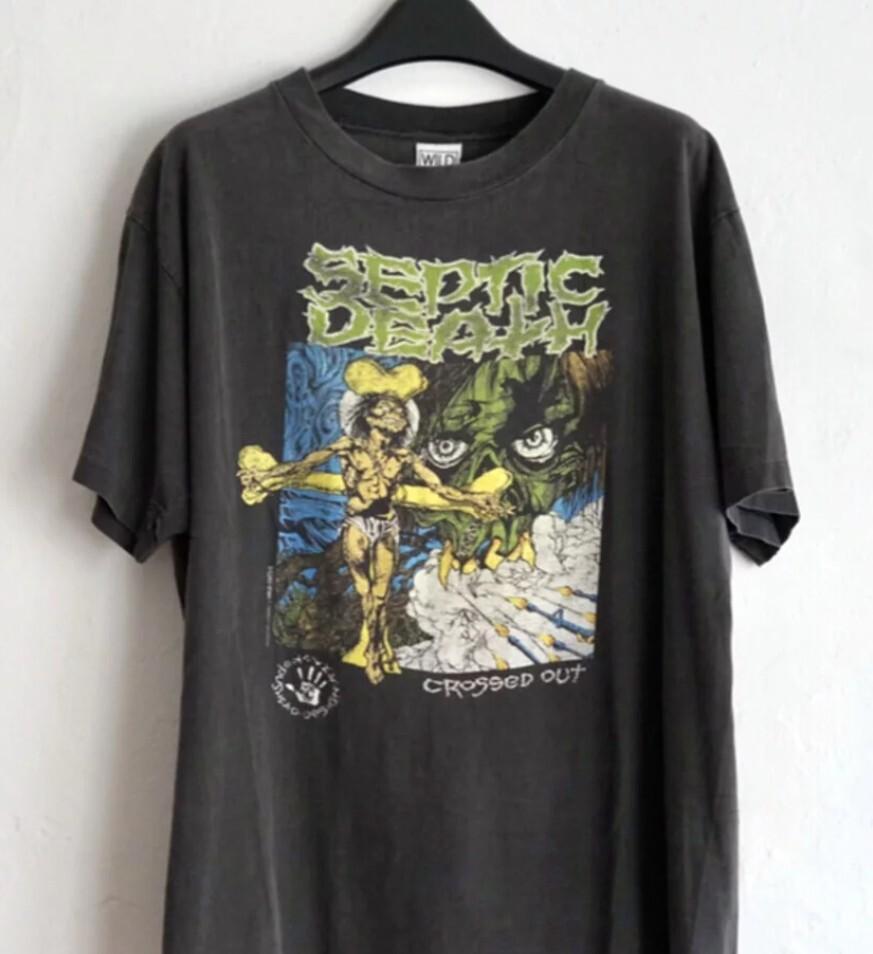 VTG 90s Septic Death Band Short Sleeve Cotton Black All Size TShirt XXL