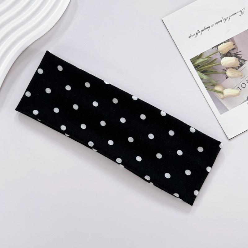 Retro Boho Dot Women's Hairband Stretchy Wide Headband Korean Fashion for Yoga Sports Dating - Stylish Hair Accessories