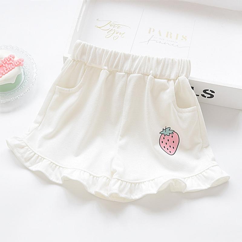 

Short Outfit Girls Summer Comfortable And Breathable Shorts Cute Strawberry Embroidery Casual Shorts Place Shorts for Girls 90 белый
