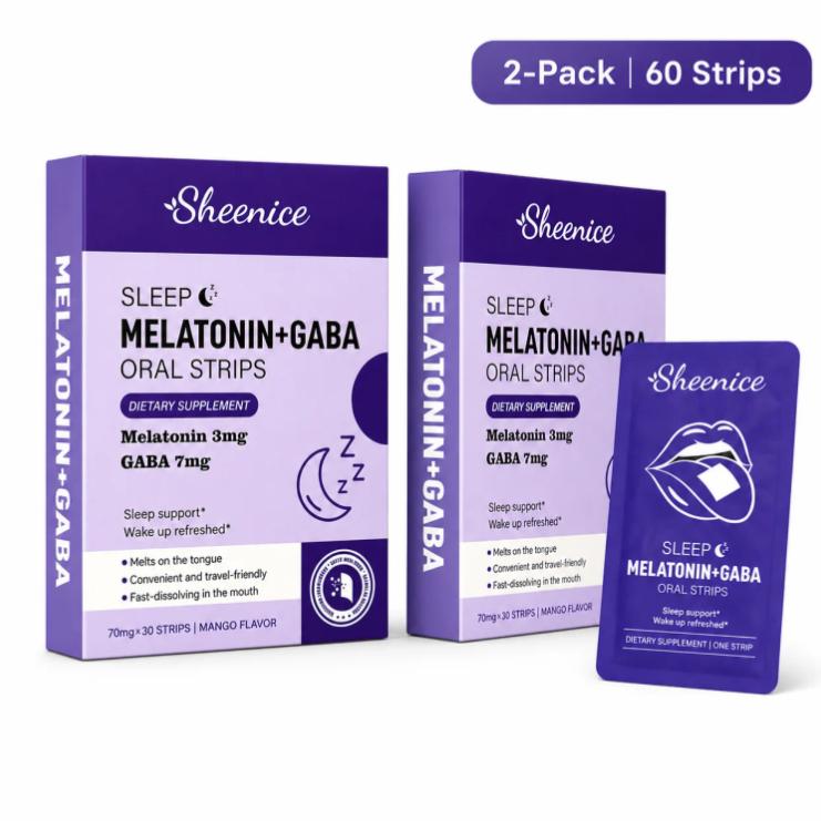 Sleep Quick Melt Strips| Dissolvable SleepSupport Supplement I Melatonin 3mg +GABA 7mg I Vegan, Sugar-Free, Mango Flavor30 Strips