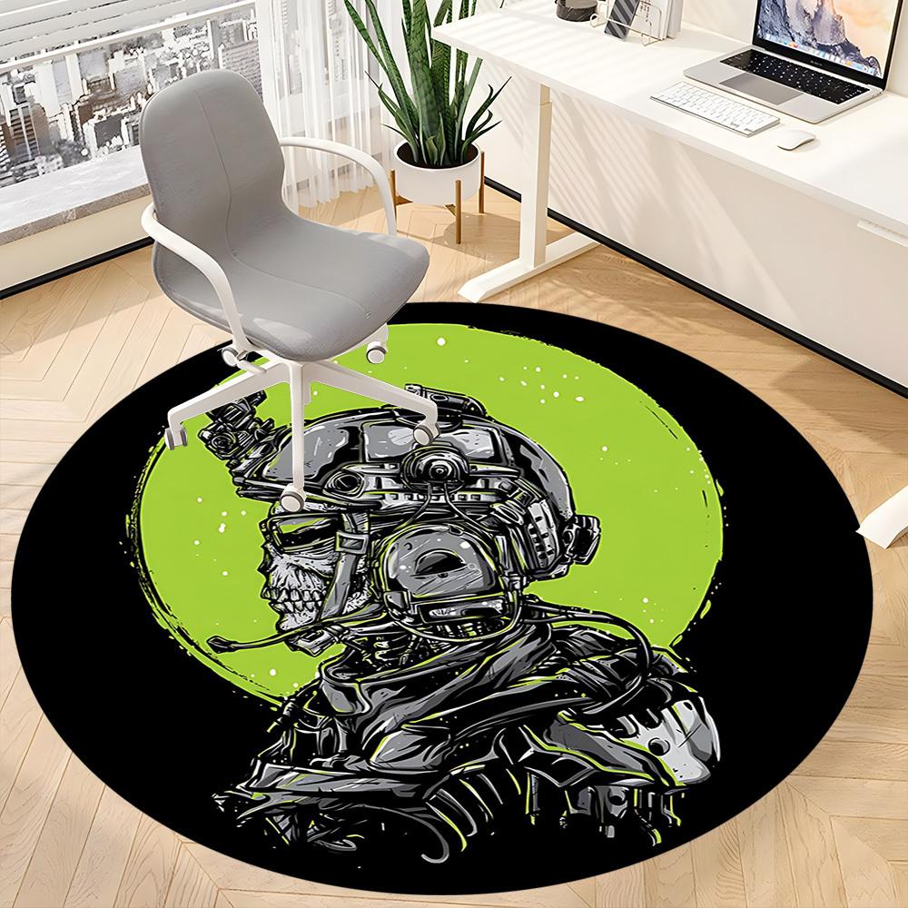 1pc Cyberpunk Helmet Office Round Area Rug, Under Office Chairs Bedroom Living Room Home Decor A0926092