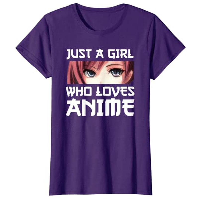 Just A Girl Who Loves Anime TShirt Graphic Tee Kawaii Style Y2k Cartoon Unisexga Graphic Apparel Girls Fashion Short Sleeve Outfit