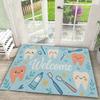 Dental Theme Pattern Door Mat Tooth Designs Smoke Technological Robotic Elements Dental Clinic Door Mat Dental Clinic Door Mat