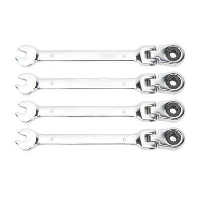 4 Pcs Metric Swivel Head Ratchet Wrench Double End Combination Spanner Labor Saving Flexible Spline Gear Ratcheting