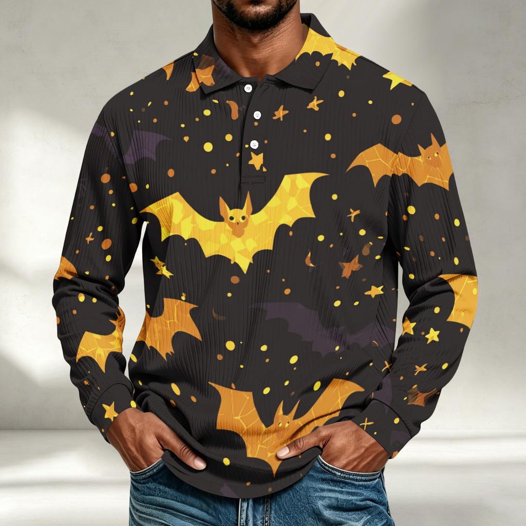 Men's Long Sleeve Shirt Halloween Print Loose Fit Casual Top
