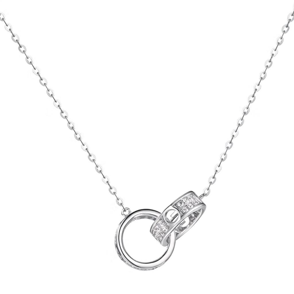 Nouveau collier double anneau entrelacé pour femmes, tendance et polyvalent, collier de Möbius, accessoire de niche