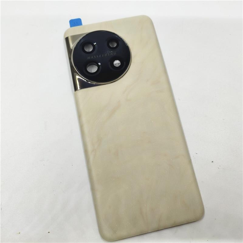 Задняя крышка корпуса телефона, крышка аккумулятора для OnePlus 11, задняя часть + Рамка камеры, стеклянная линза + Клейкий корпус золотистый