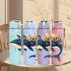 1PC Jumping Whale Ocean Watercolor Art Print 750ml Color Plastic Sports Water Bottle Leakproof Flip Straw Lid Suitable for Sports Office Home Use