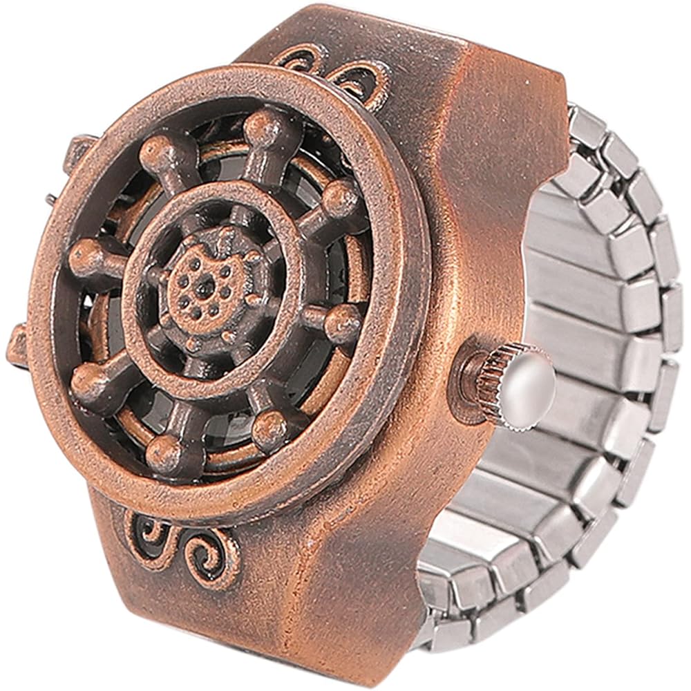 Jewelrywe Ring Watch Waterproof Business Fashion Flip-Up Cover Quartz Sports Stainless Steel