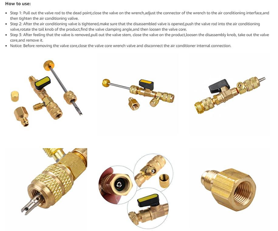 Nowy narzędzie do usuwania rdzenia zaworu/instalator z podwójnym rozmiarem SAE 1/4 i 5/16 Port narzędzia do naprawy linii klimatyzacji do HVAC R32 R410A
