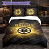 Set Biancheria da Letto Boston Bruins in Microfibra 3 Pezzi Copripiumino Decorativo per Camera da Letto Uso Domestico