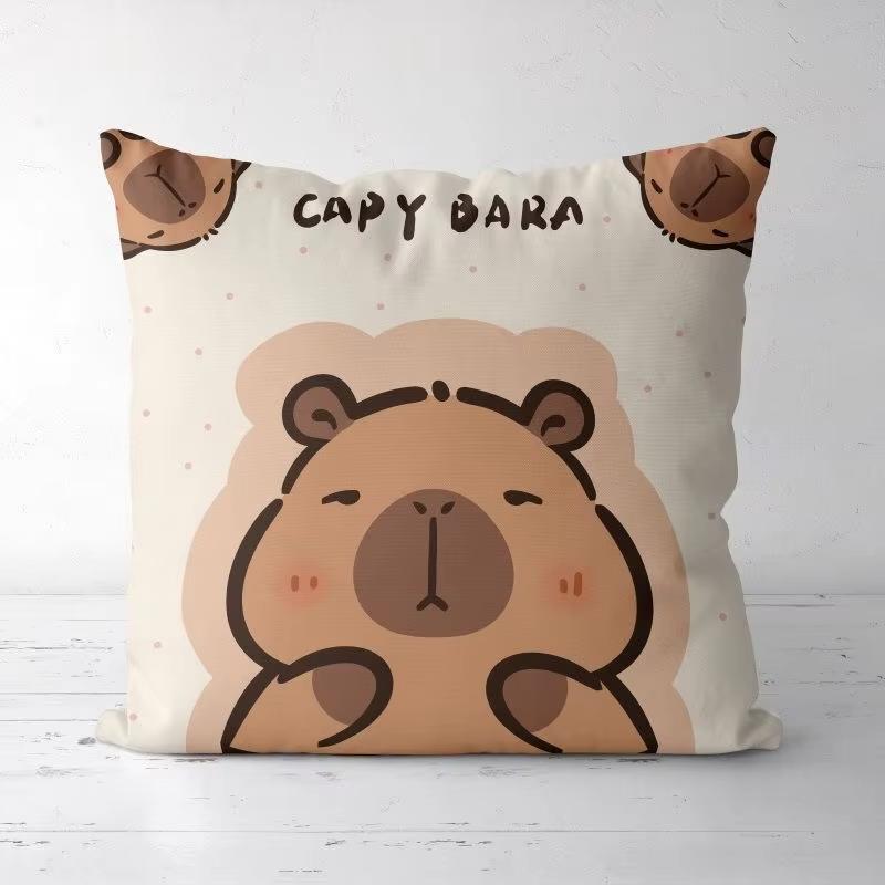 

Cute Capybara Cartoon Pillowcase, Two-dimensional Design for Children s Bedroom Sofa Cushion Cover Nap Decor 18x18Inch