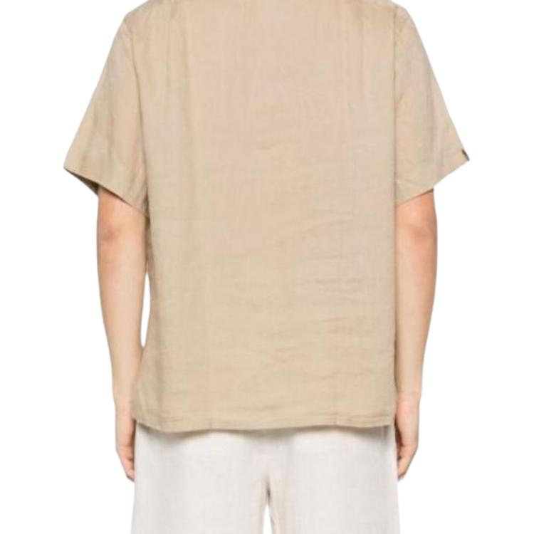 Polo Ralph Lauren Solid Color Logo Embroidered Cuban Collar Short Sleeve Shirt Men Shirts Beige 710966421-003