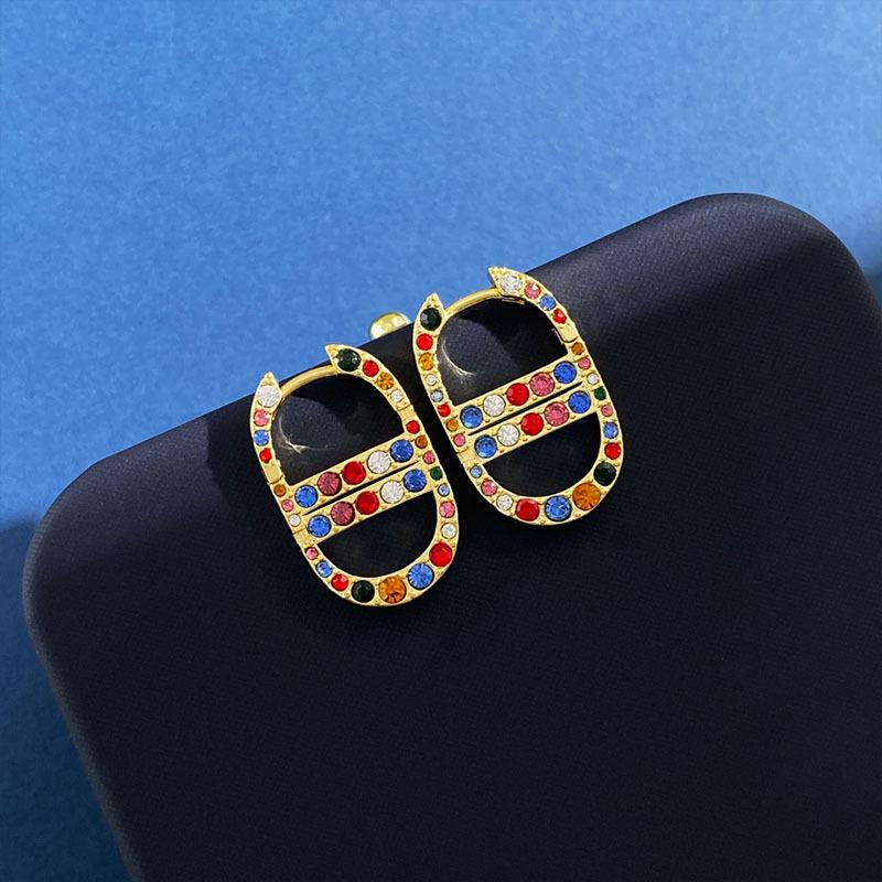 

Серьги Ins Style Fashion Изысканные бриллиантовые серьги Light Luxury Personality Универсальные позолоченные серьги золотой