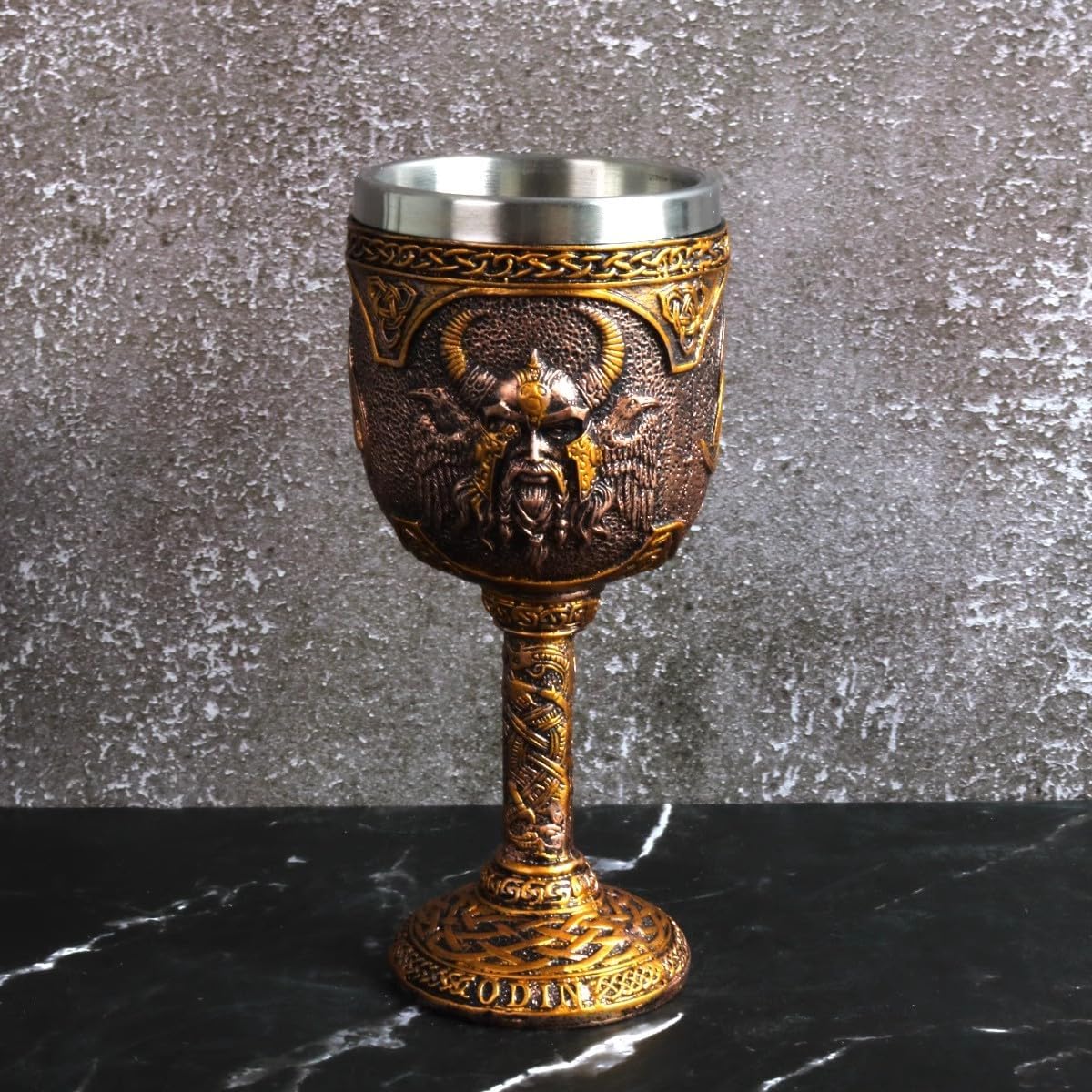 Nordic Viking Goblet,Dragon Goblet,Pirate Tankard Odin With Raven Tankard Dragon Scandinavian Mug Retro Resin Stainless Steel Beer Cup Father s Day