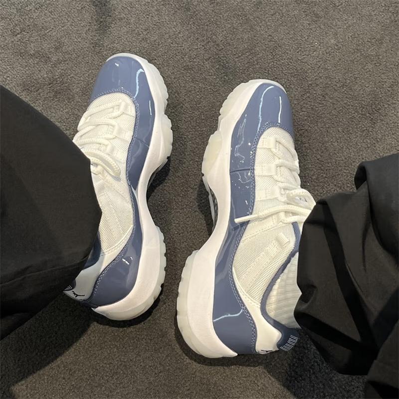 Air Jordan 11 Retro Low GS Diffused Blue Kids Sneakers White Midnight-Navy Football-Grey FV5121-104