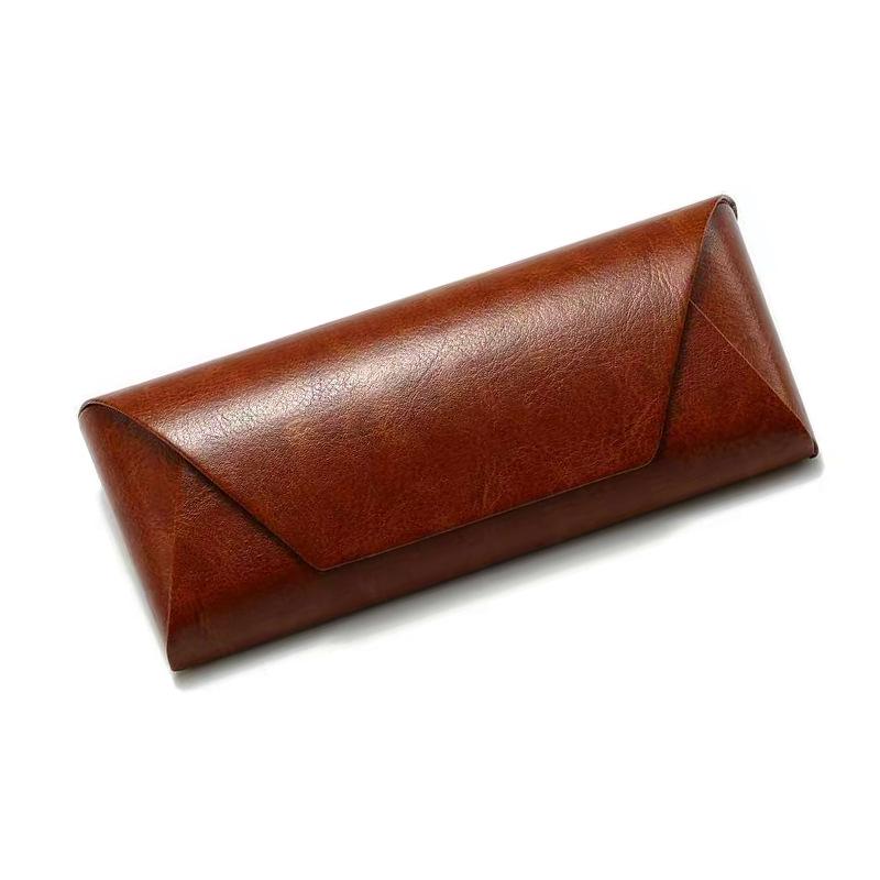 Handmade Retro Leather Eyeglasses Case: Minimalist, Anti-Pressure Myopia & Sunglasses Storage for Students