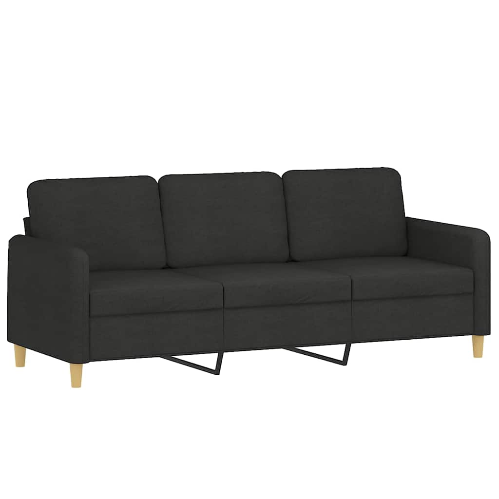 Vidaxl 3-Seater Sofa With Footstool, Black, 180 Cm, Fabric