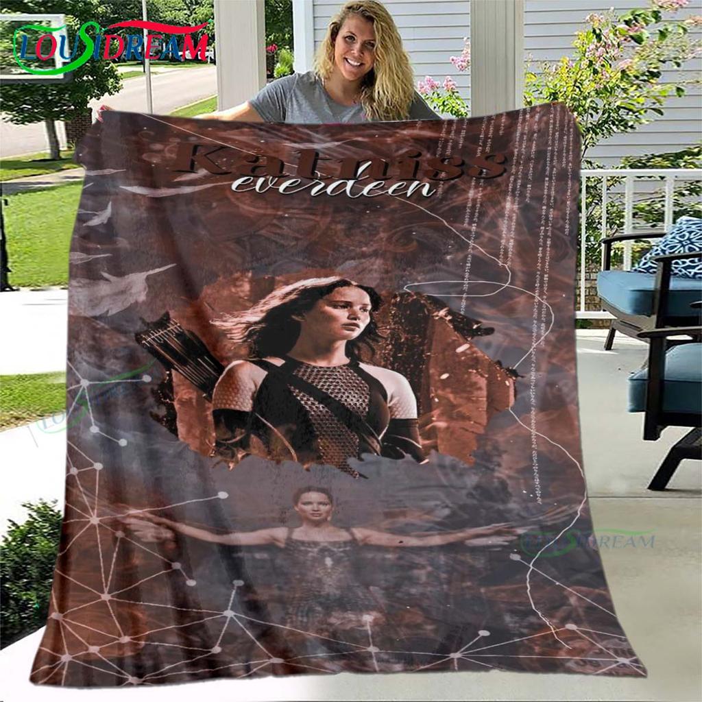 Hot Fashion The Hunger Games Pattern Blanket Flannel Thin Blanket Portable Home Travel Office Lunch Break Blanket Birthday Gift
