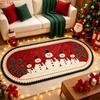 Christmas Faux Cashmere Bedside Runner Rug Soft Oval Living Room Coffee Table Carpet Non Slip Bedroom Mat