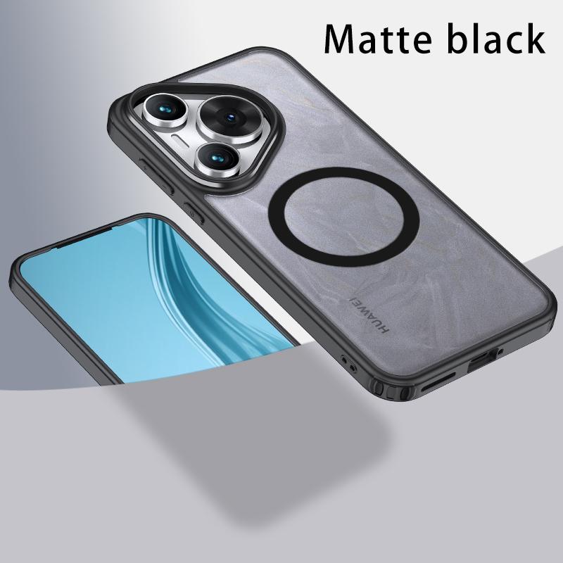 

Противоударный акриловый чехол Magsafe для Huawei Pura 70 Pro Plus, матовая прозрачная задняя крышка с беспроводной зарядкой для Huawei Pura 70, без желтого цвета Pura 70 матовый черный