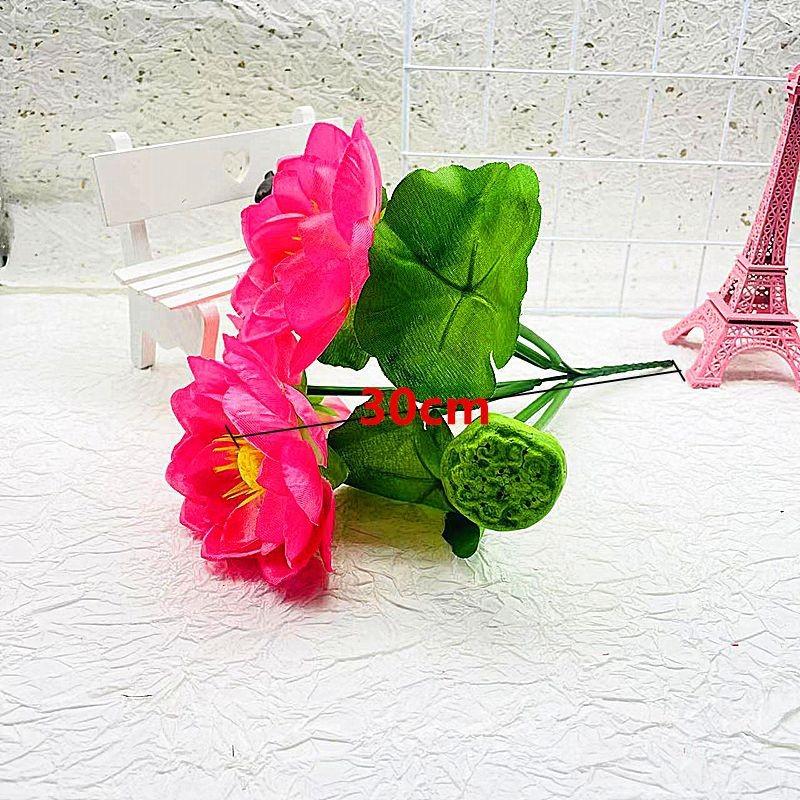 Flowers Elegant Three Lotus Artificial Bouquet For Wedding And Photoshoot