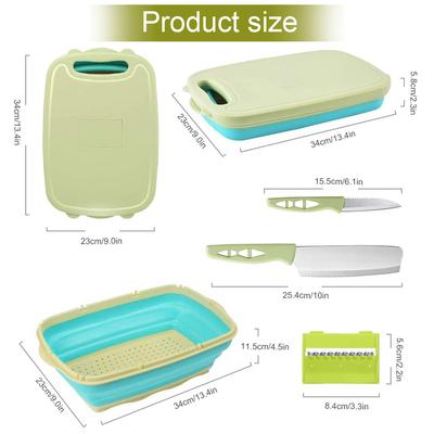 Collapsible Cutting Board Set 9 In 1 Multi-functional Cutting Board with Colander Portable Foldable Chopping Boards for Kitchen
