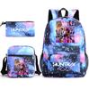 Set da 3 pezzi Anime Cartone Animato K-Pop Cacciatori di Demoni Zaino Stampato con Borsa a Tracolla Astuccio per Ragazzo Ragazza Adolescente Zaino Scolastico di Grande Capacità