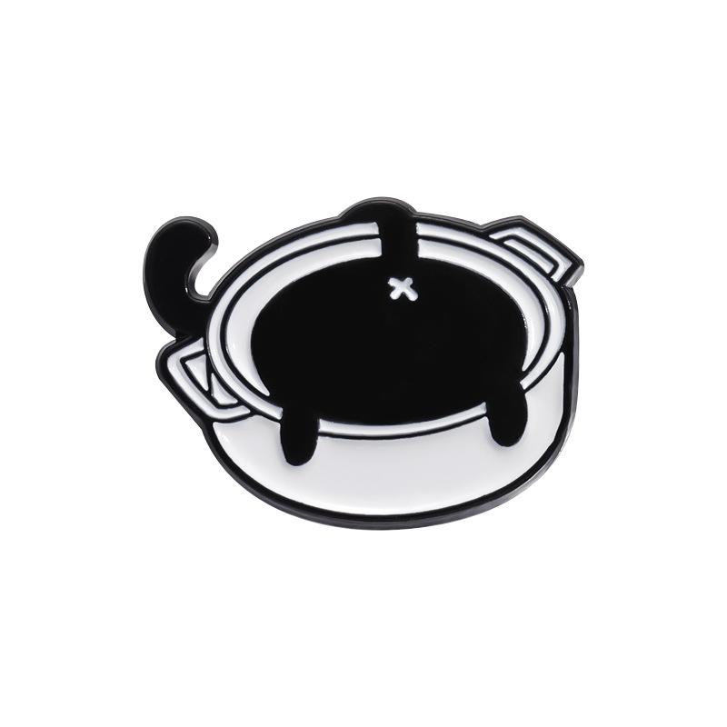 

Cat Black Creative Pin Unique Kitchen Cup Design Playful Animal Brooch All For QHXZ073