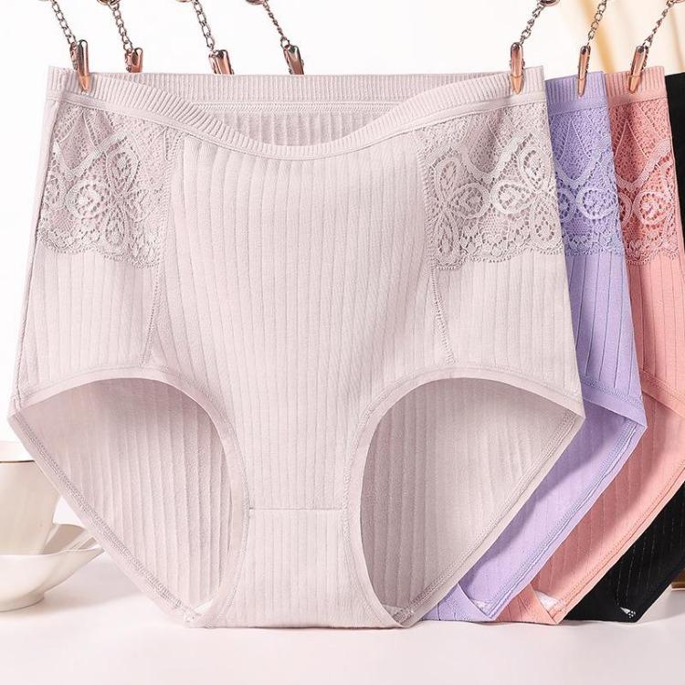 High Waist Women Panties Soft Breathable Underwear Plus Size Briefs Solid Color Lady Underpants