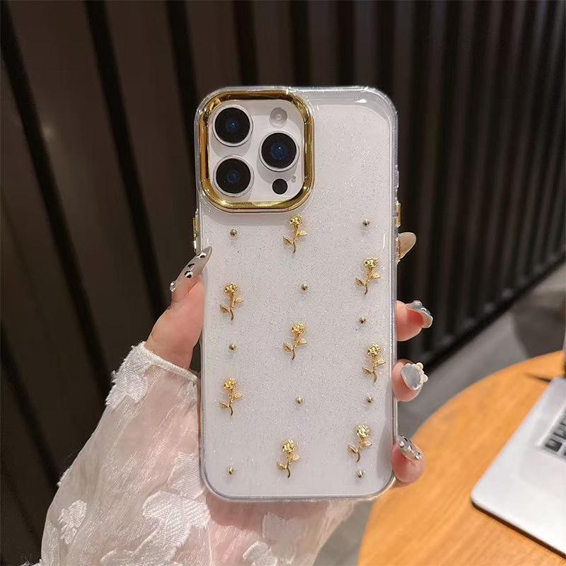 

Applicable to Apple 17Pro bow mobile phone case rose Iphone16 glitter small fresh 15Plus women s model iPhone 11