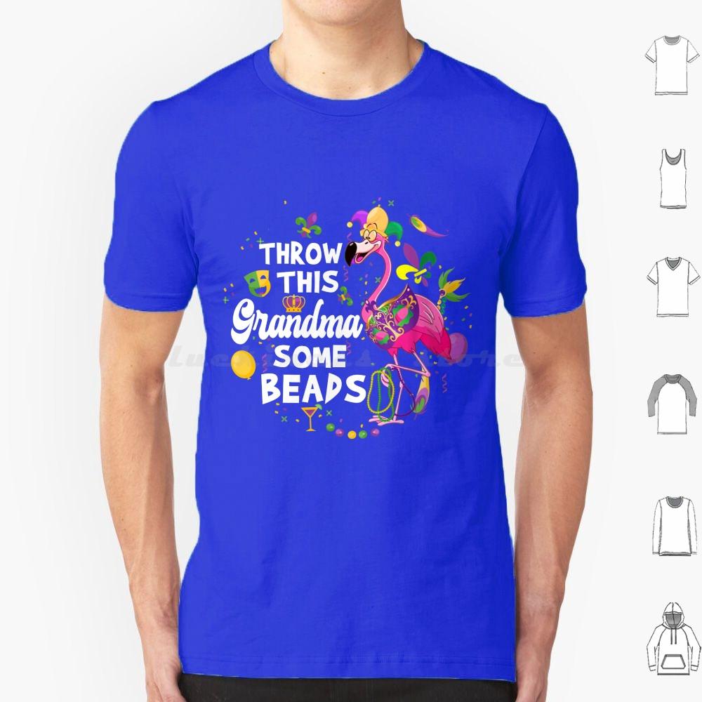 Throw This Grandma Some Beads Mardi Gras Flamingo Lover T Shirt Cotton Men Women DIY Print Mardi Gras Yall Flamingo Mardi Gras S