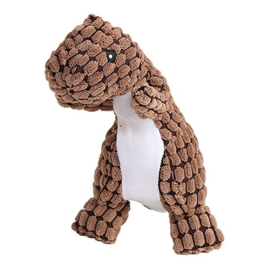 Plush Dinosaur Dog Chew Toy Squeaky Stuffed Tyrannosaurus Rex Boredom Reduction Dog Teething Interactive Dino Plushie Toy Pet Supplies